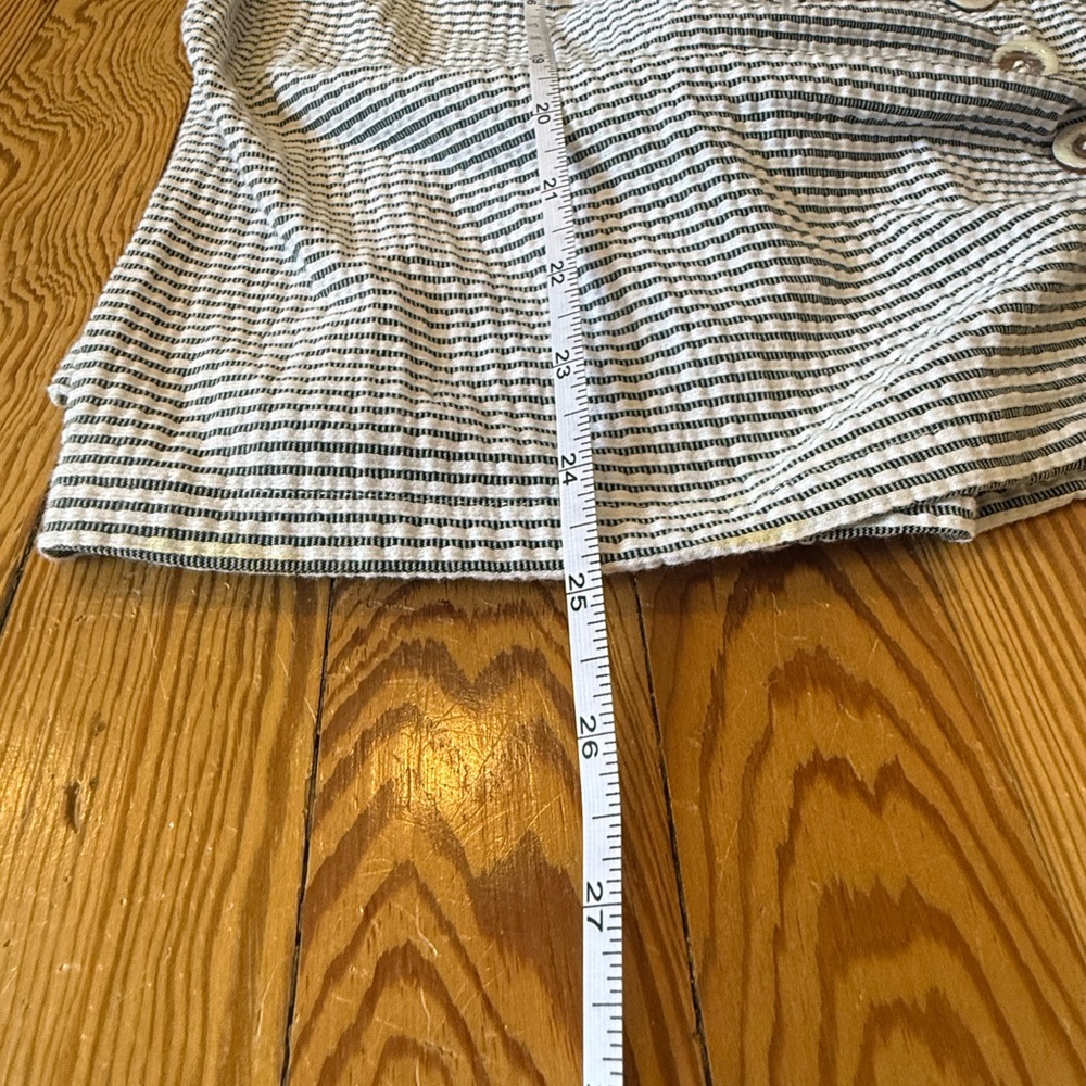 Maeve Textured Blue and White Striped Collared Wrap Top with button detail - Picture 5 of 11